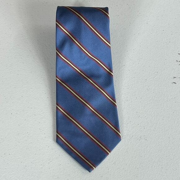 Polo Ralph Lauren Neck Tie Repp Navy Striped Handmade Italy Vintage 100% Silk